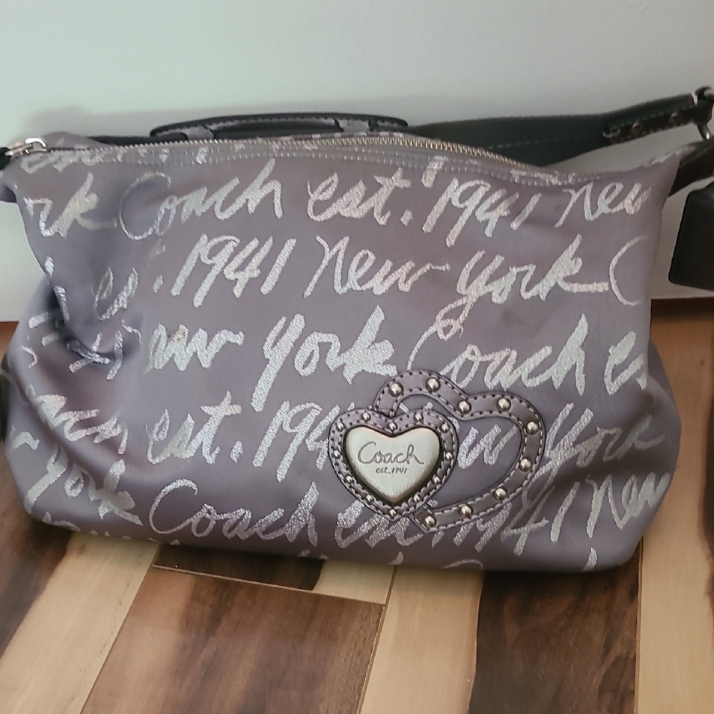 Coach Gray Graffiti Shoulder Bag
